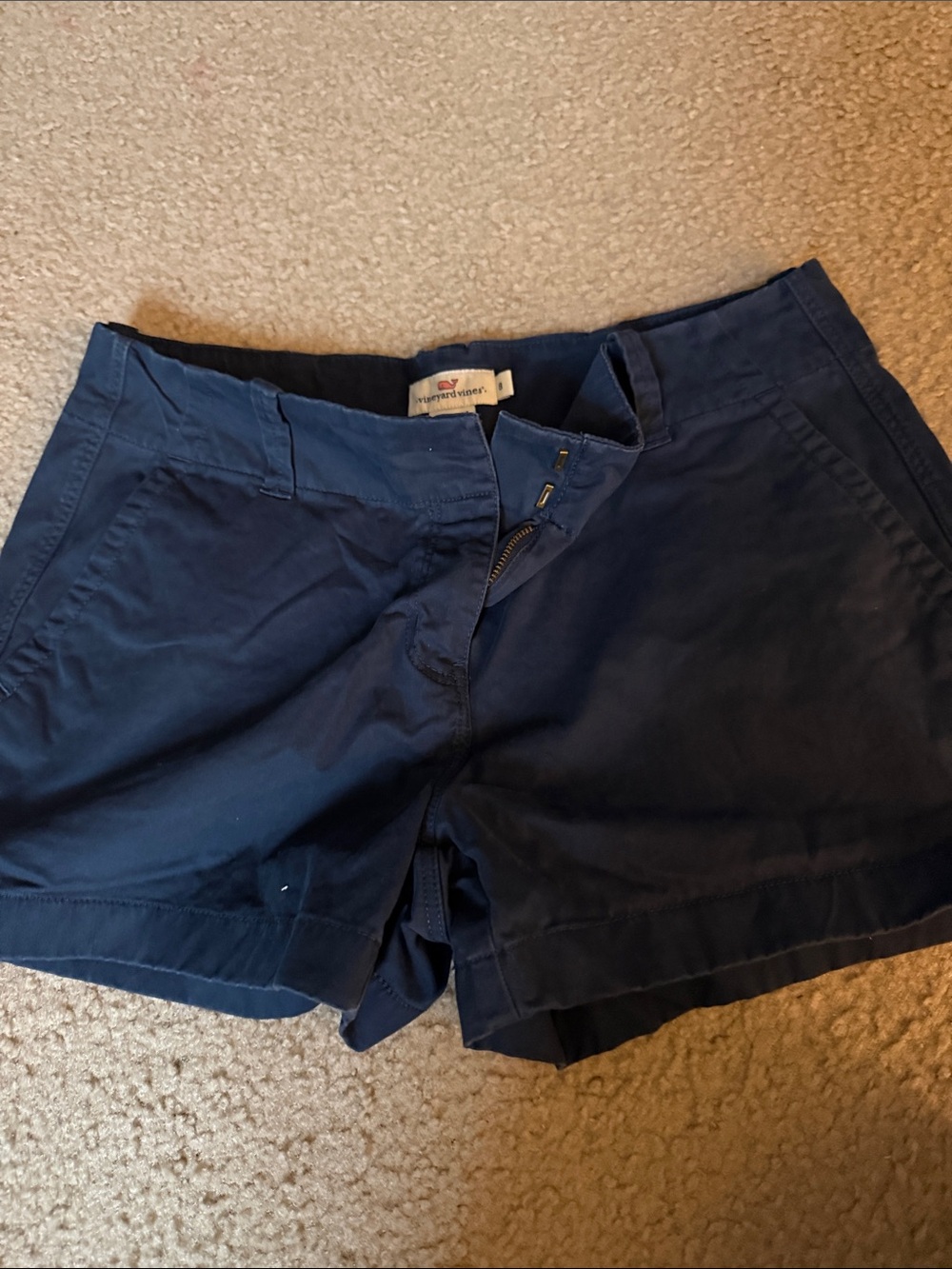 Vineyard Vines Navy Cotton-Blend Bermuda Shorts